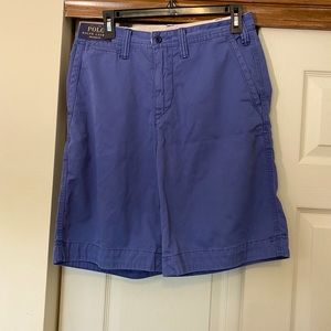Polo Ralph Lauren Chino Shorts Men 30 Blue Flat Front Cotton Relaxed Fit Logo